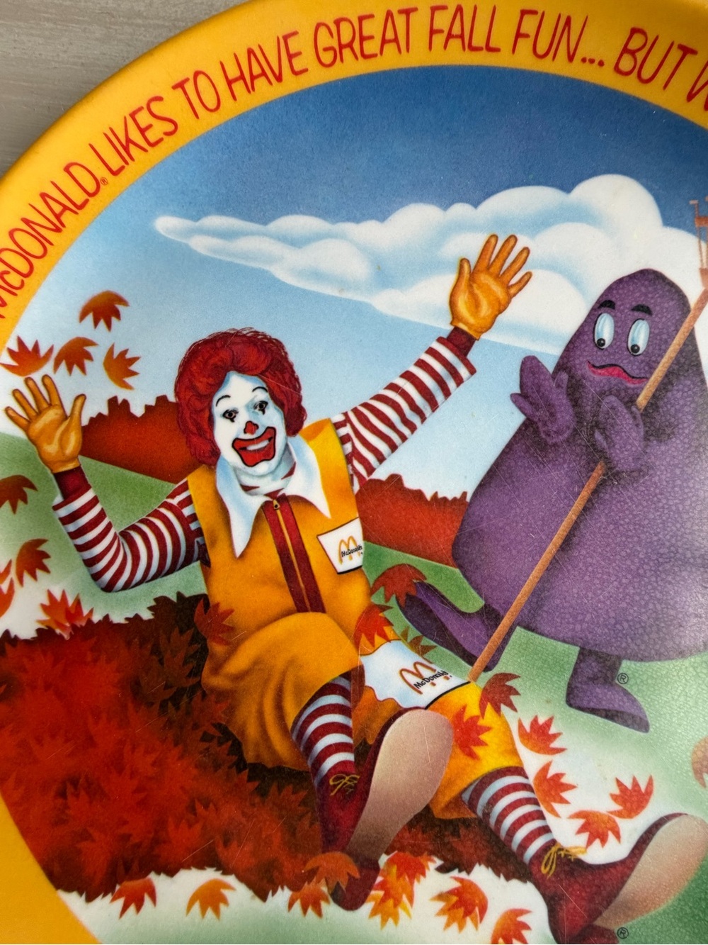McDonald's Yellow, Red and Purple Ronald McDonald Fall Plate